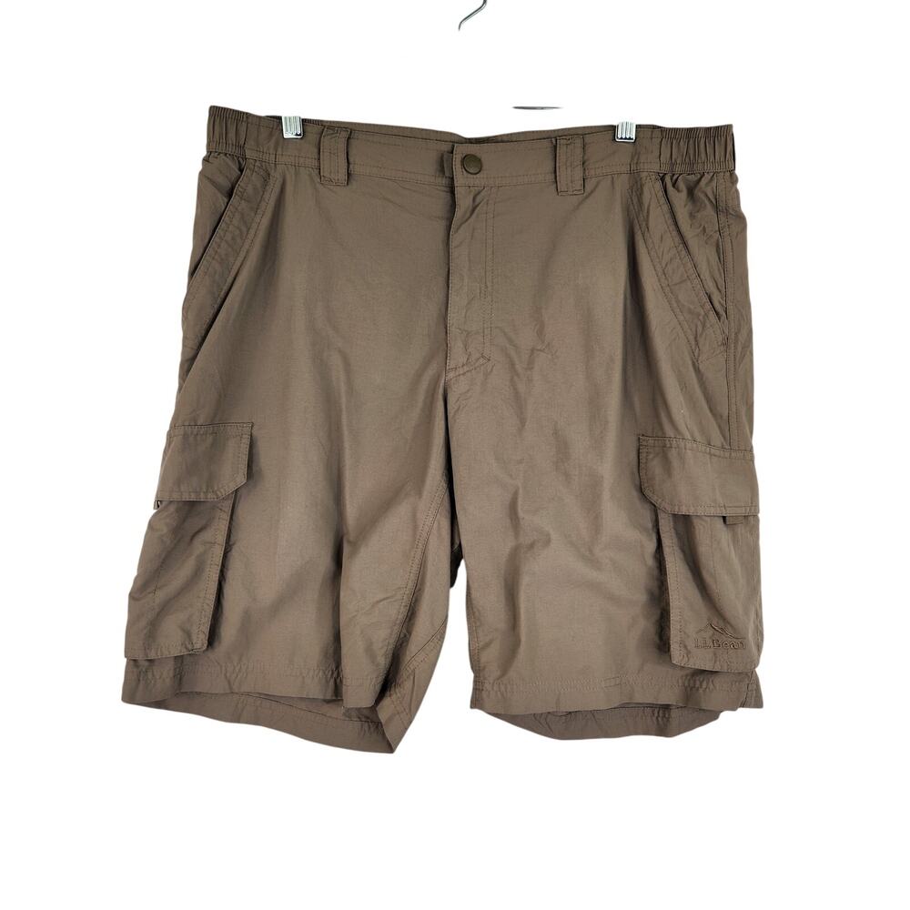 L.L.Bean Dark Khaki Cargo Outdoors Hiking Shorts Men's Large Regular